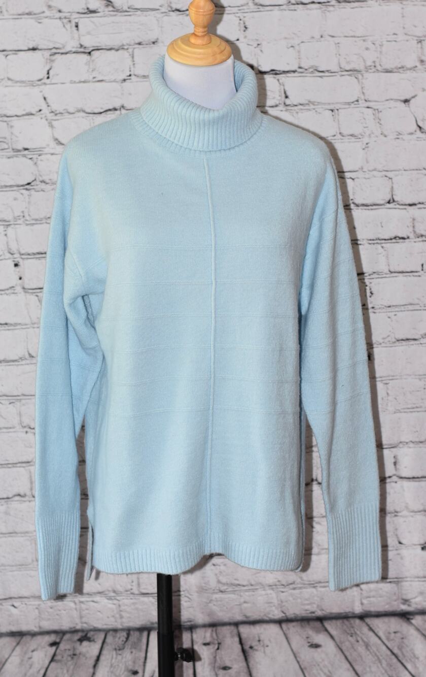 CASLON Mock Neck Pullover Long Sleeve Turtleneck Sweater Size M Baby Blue